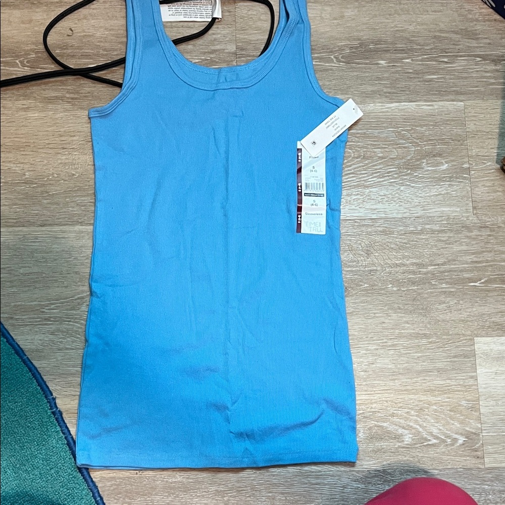 Time and Tru Ribbed Blue Sleeveless Top